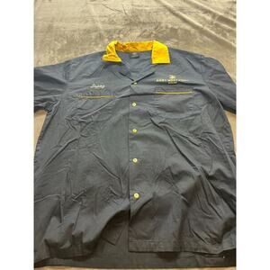 Hilton Bowling Shirt, Men's Size L, Retro Yellow & Black Army West Point‎